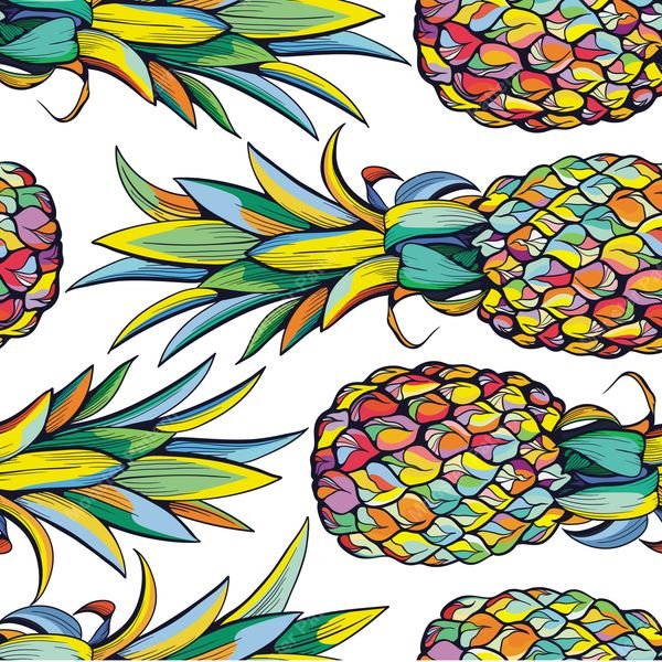 Colorful Pineapple Pattern — original textile pattern for botanical licensing