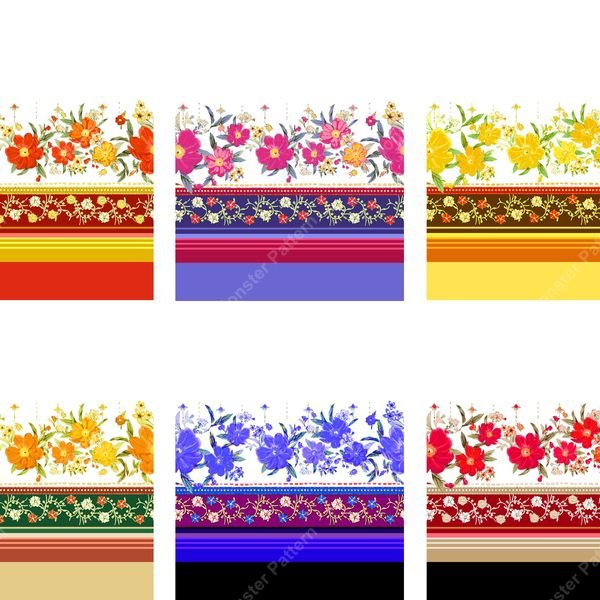 Floral Stripe Repeat Patterns — original textile pattern for floral licensing