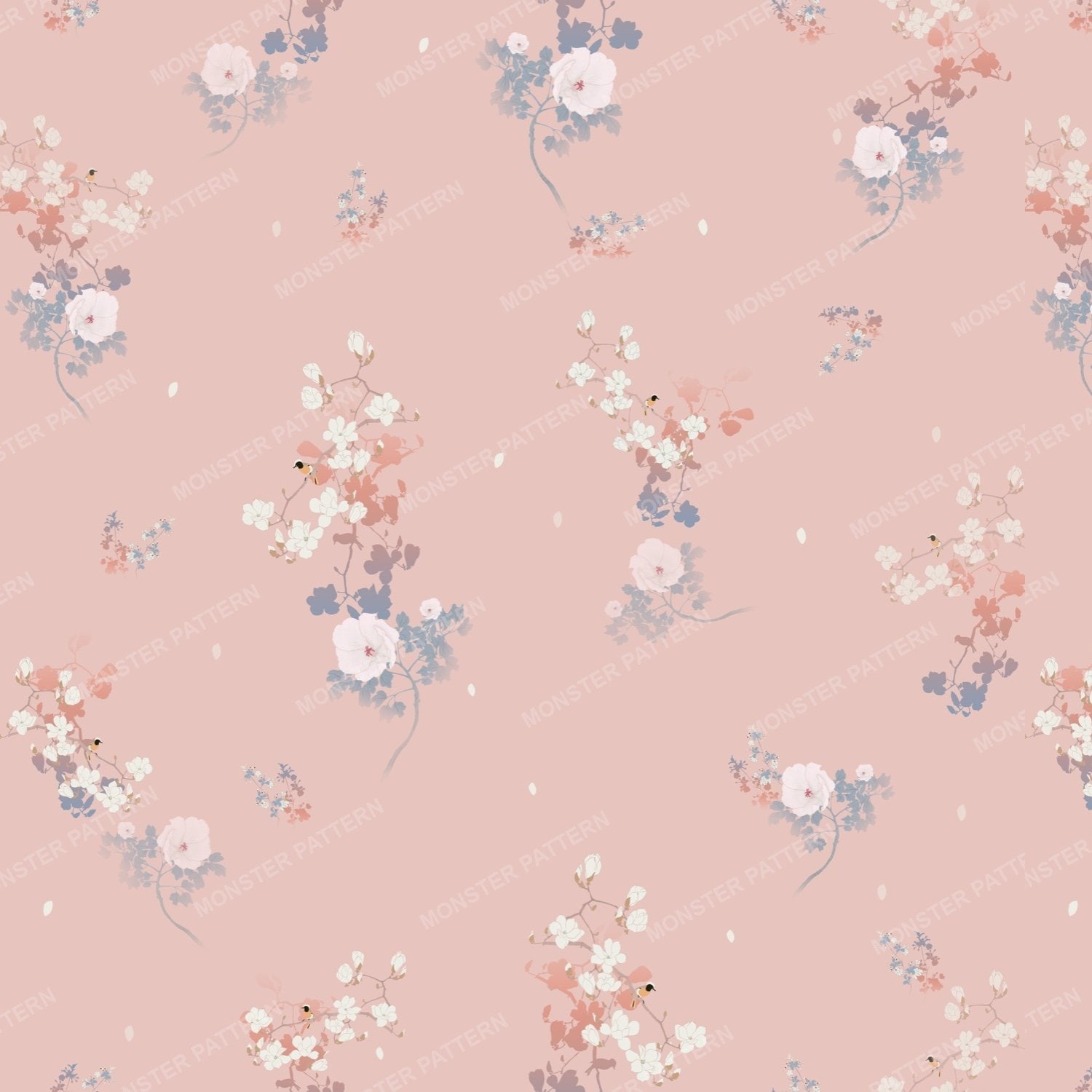 Soft Floral Repeat Pattern — original textile pattern for floral licensing