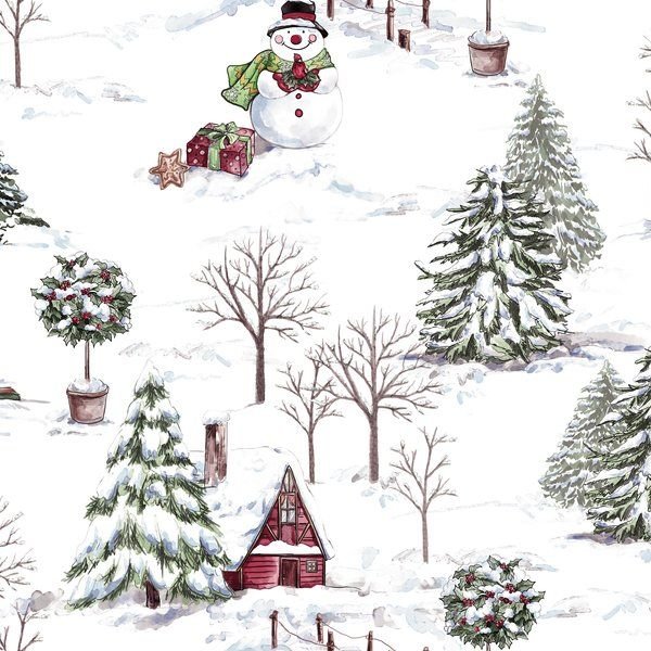 Winter Cabin Pattern — original textile pattern for lifestyle licensing