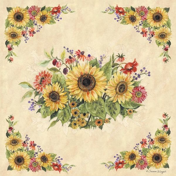 Sunflower Floral Repeat — original textile pattern for floral licensing