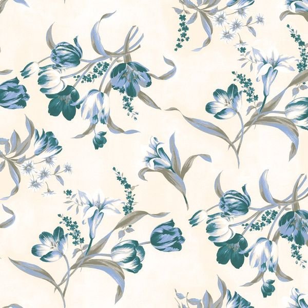 Teal Floral Repeat Pattern — original textile pattern for floral licensing