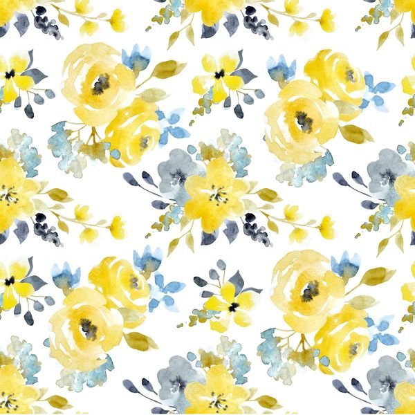 Watercolor Floral Repeat — original textile pattern for floral licensing
