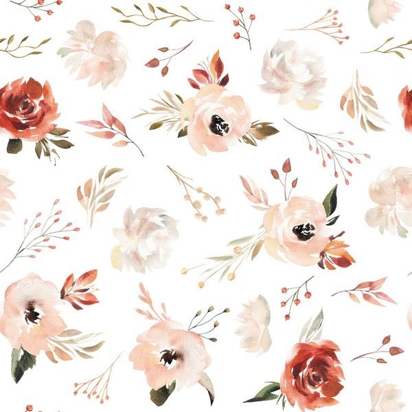 Watercolor Floral Repeat — original textile pattern for floral licensing