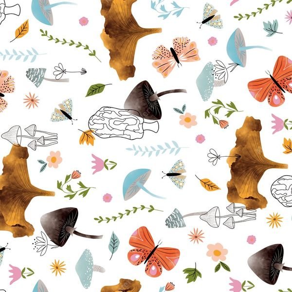 Brown Dog Floral Pattern — original textile pattern for nursery licensing