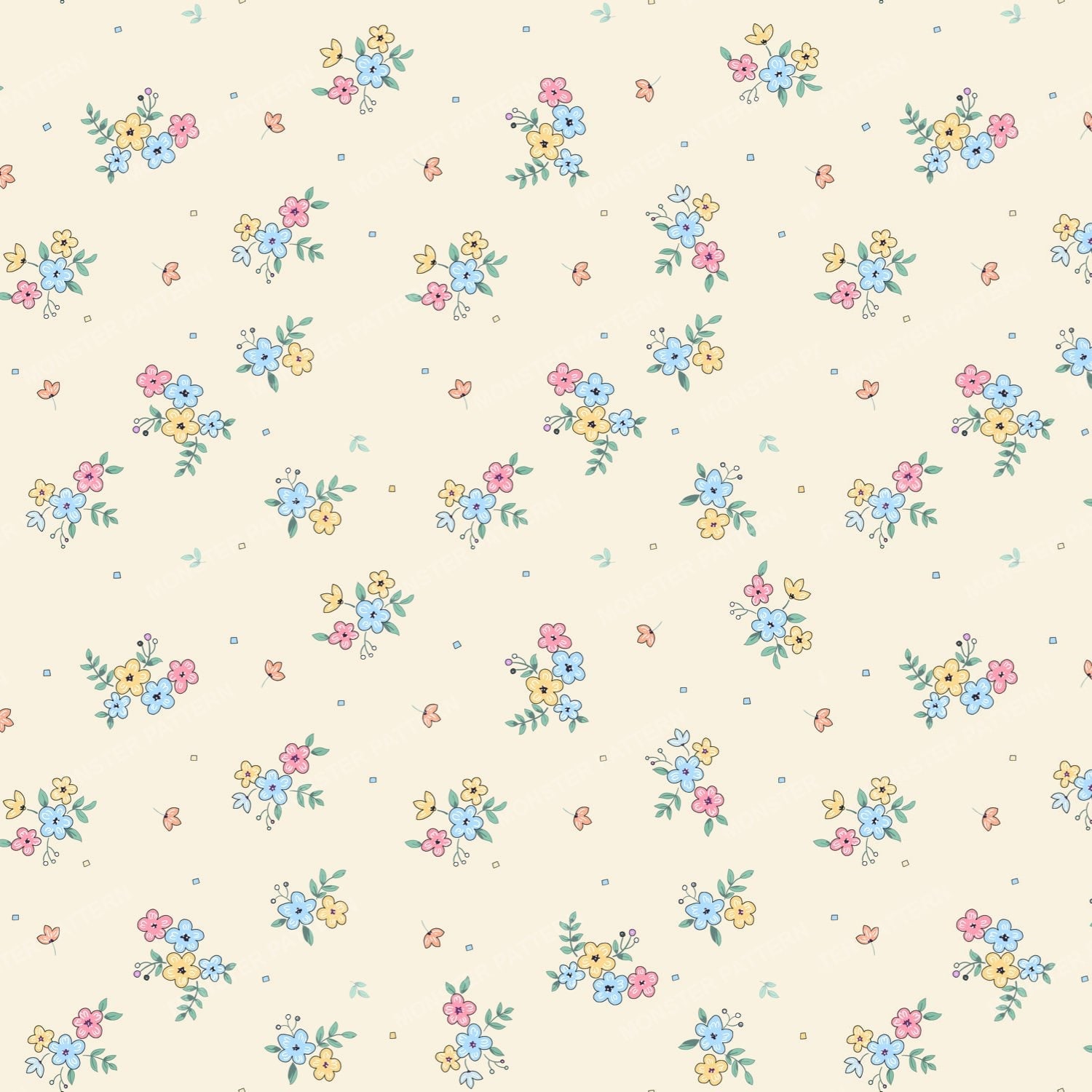 Small Floral Repeat Pattern — original textile pattern for nursery licensing
