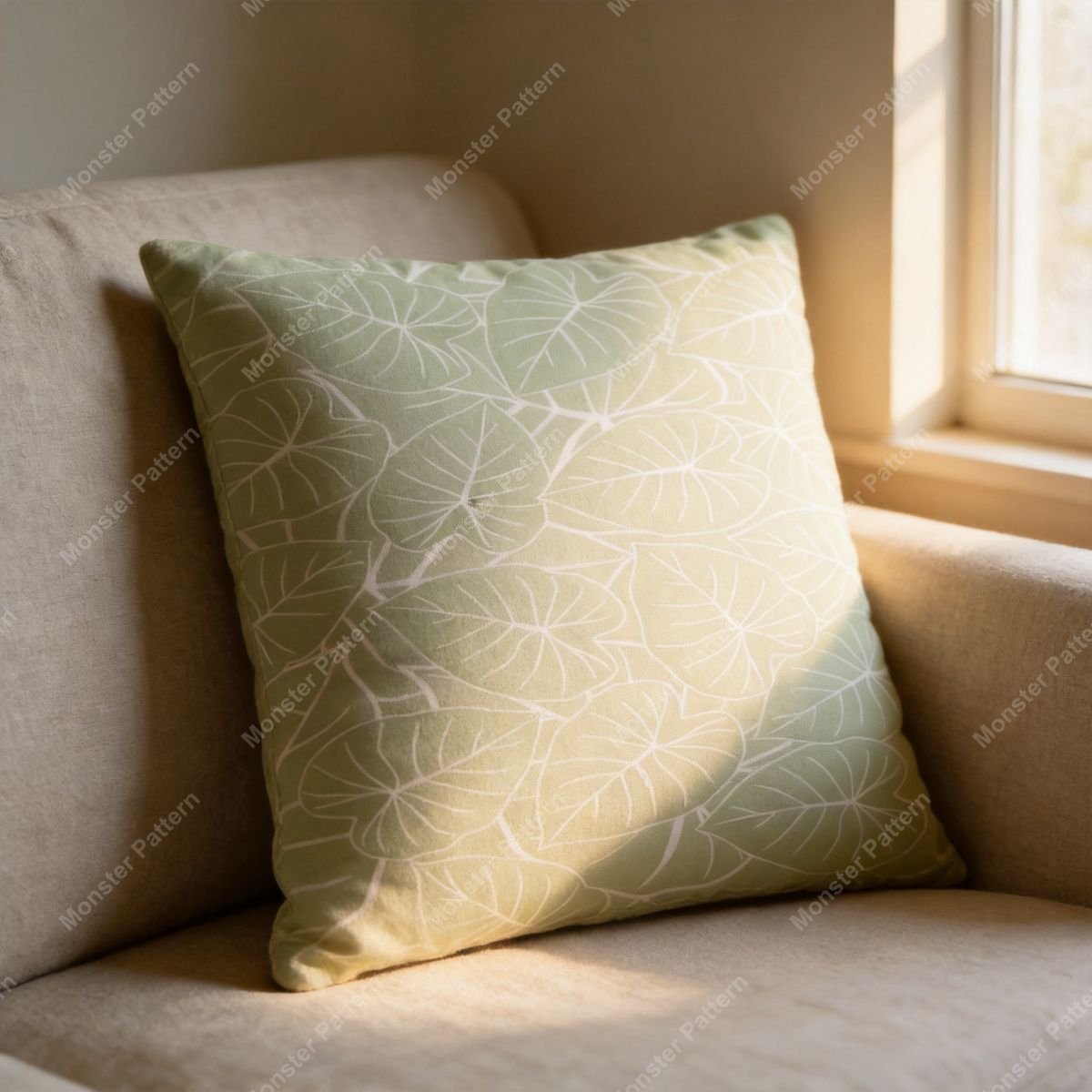 Light Green Leaf Pattern mockup 3