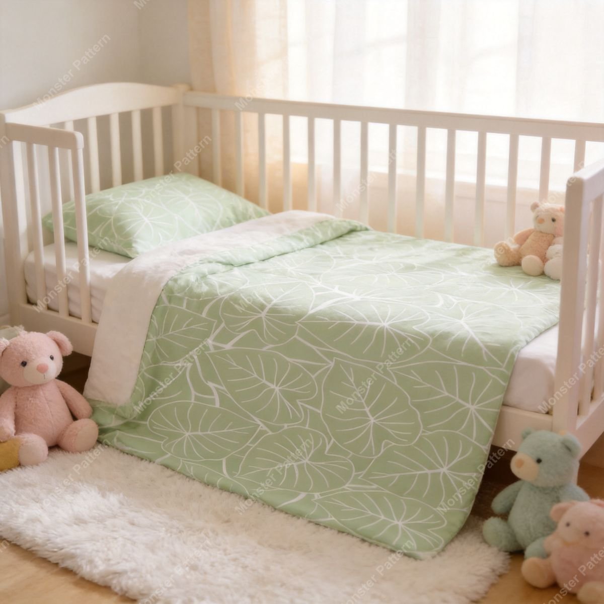 Light Green Leaf Pattern mockup 2