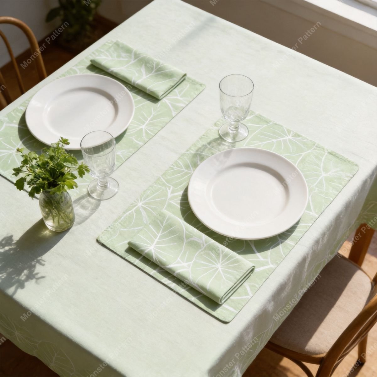 Light Green Leaf Pattern mockup 5