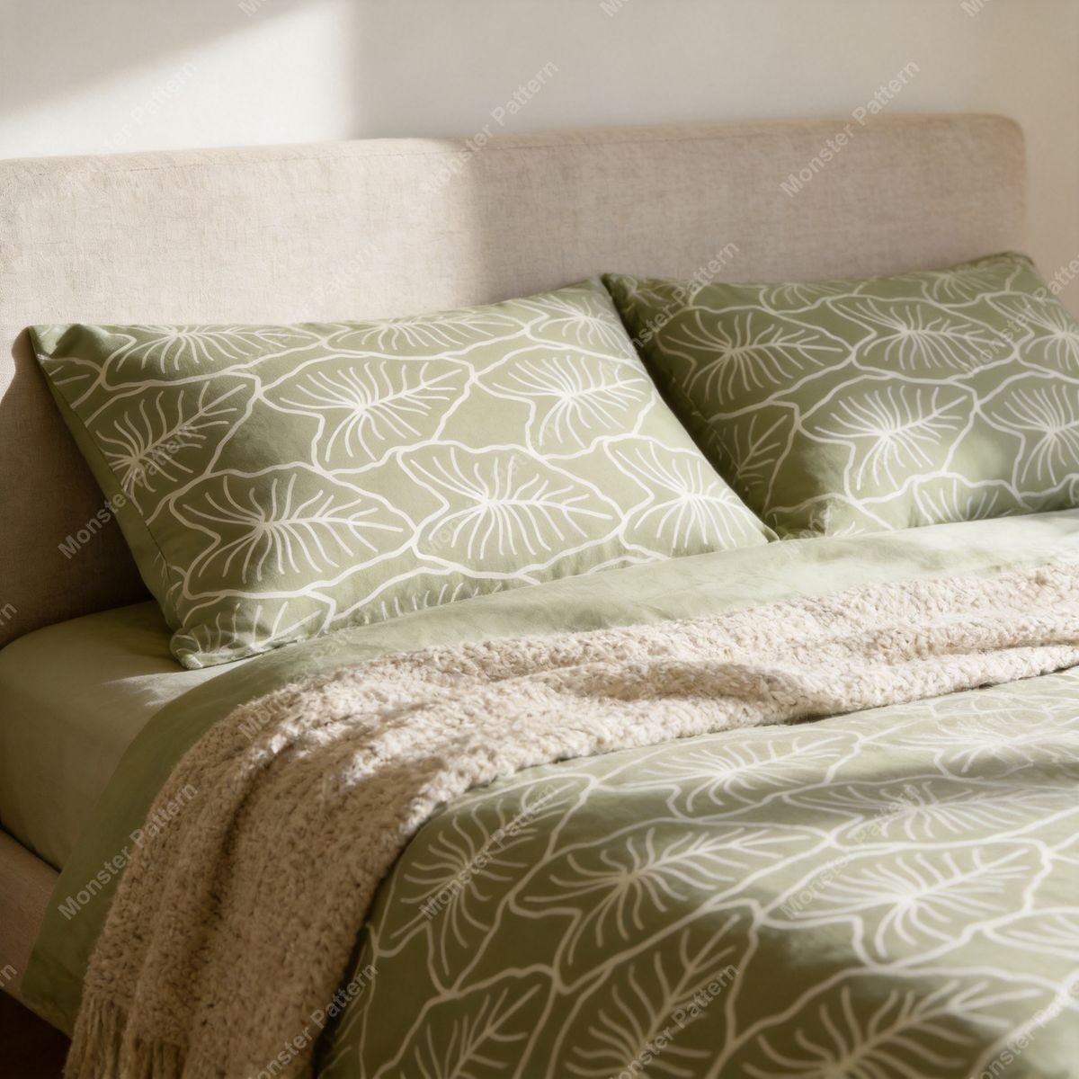 Green Leaf Repeat Pattern mockup 1