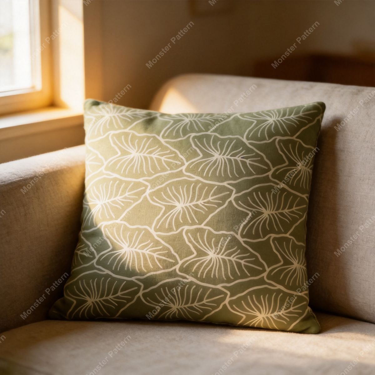 Green Leaf Repeat Pattern mockup 3