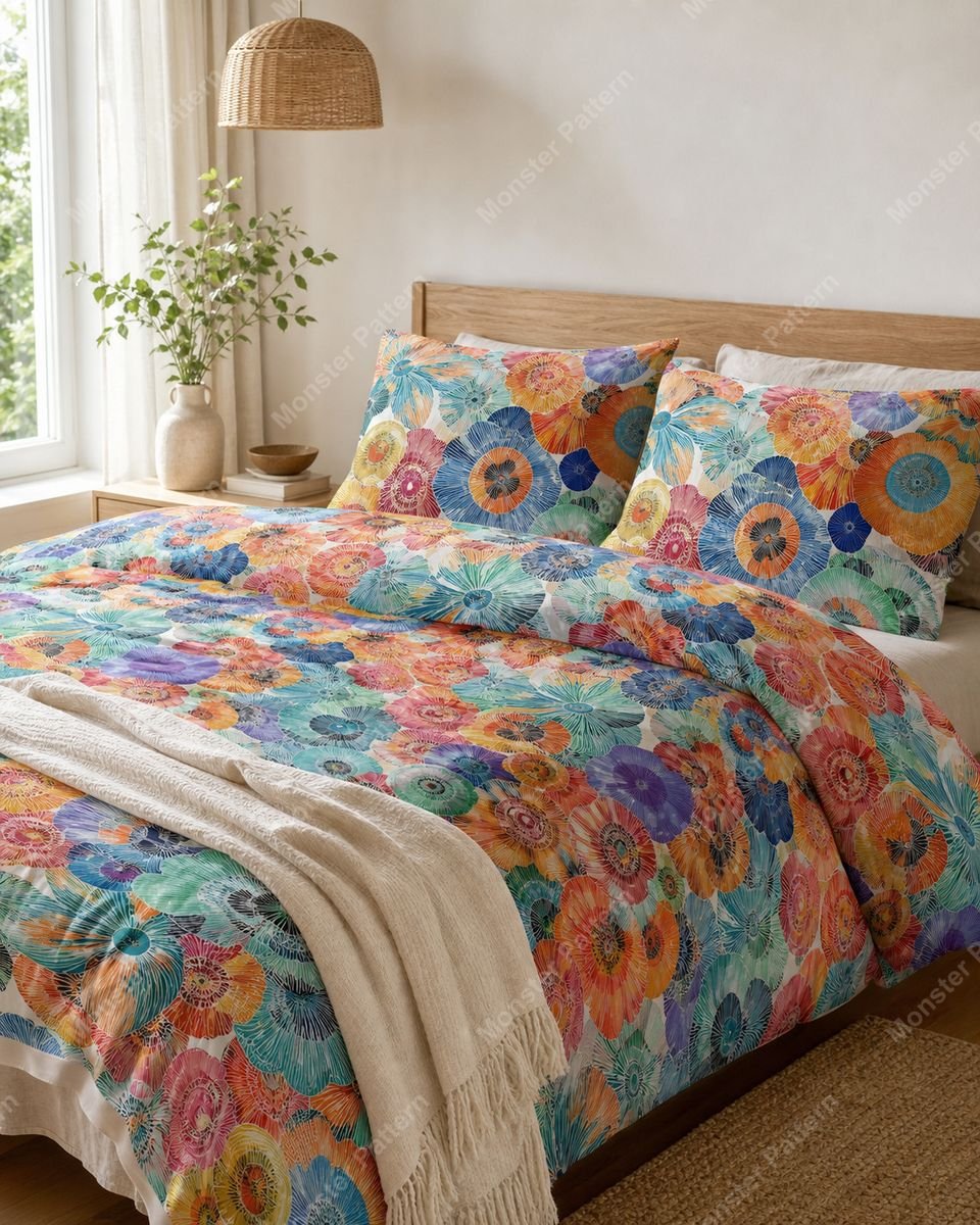 Colorful Floral Repeat Pattern mockup 1