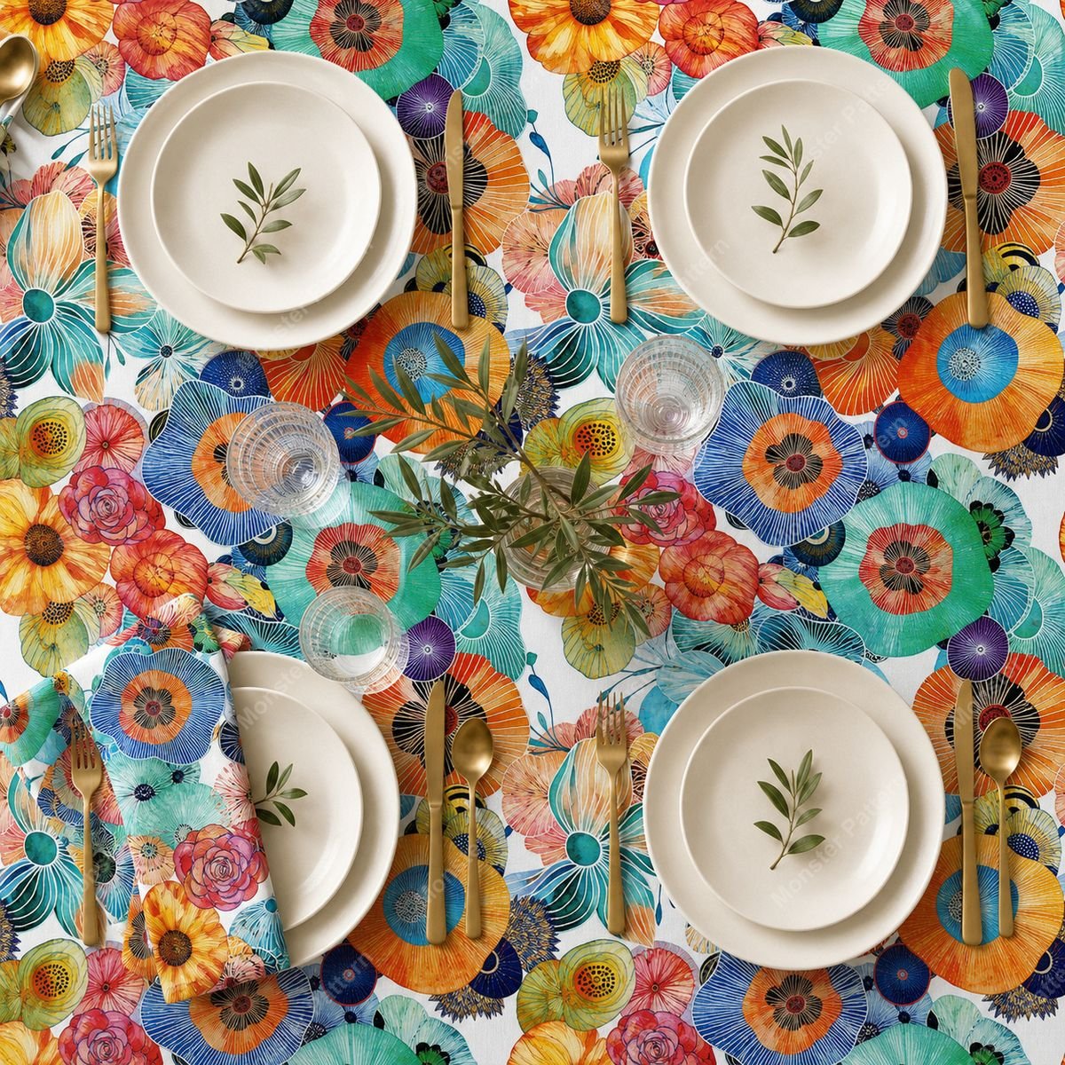 Colorful Floral Repeat Pattern mockup 3