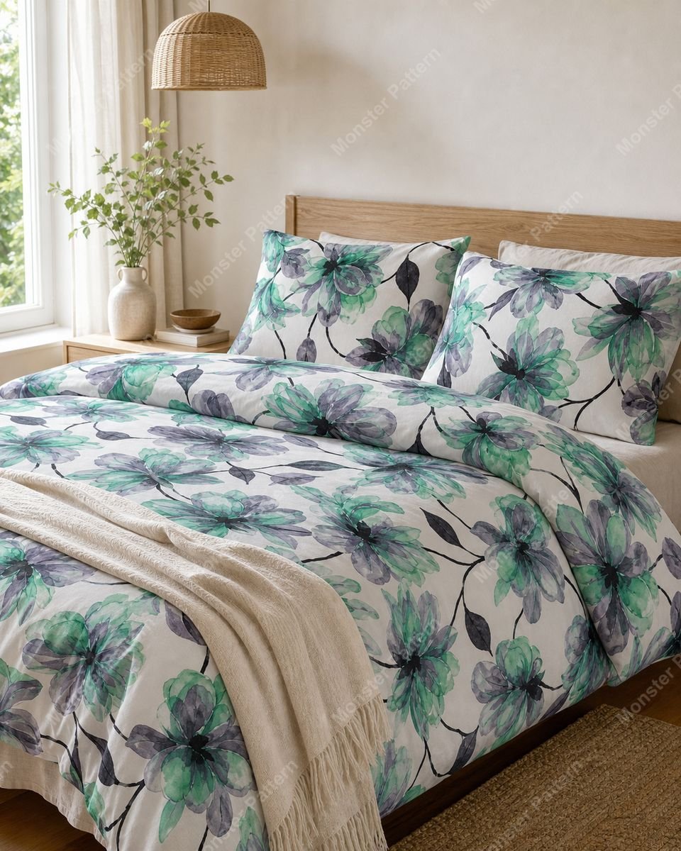 Green Floral Watercolor Pattern mockup 1