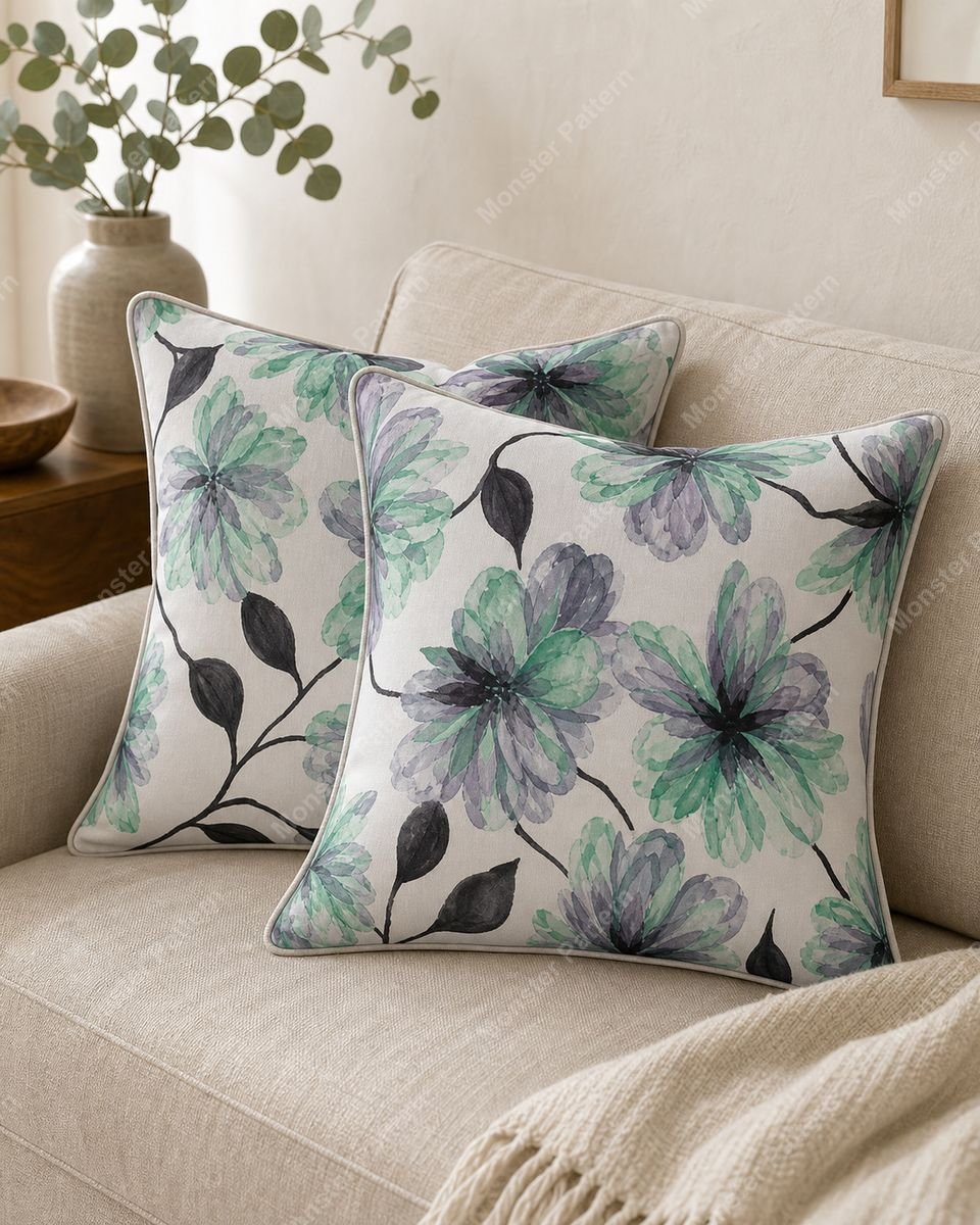 Green Floral Watercolor Pattern mockup 2