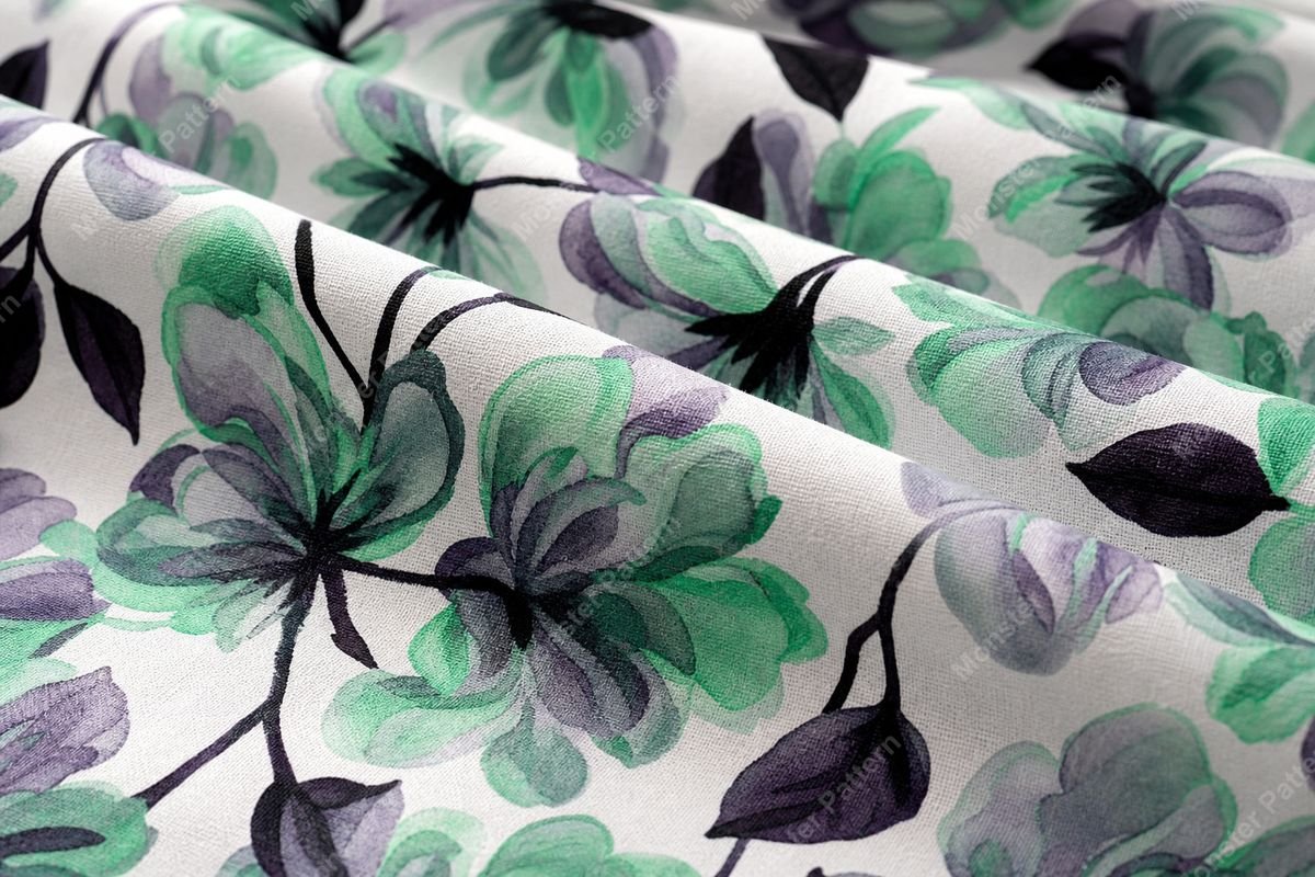 Green Floral Watercolor Pattern mockup 3