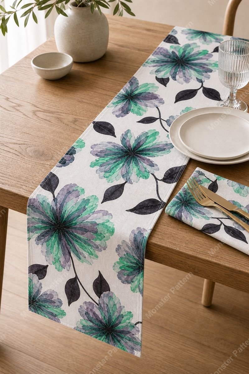 Green Floral Watercolor Pattern mockup 4