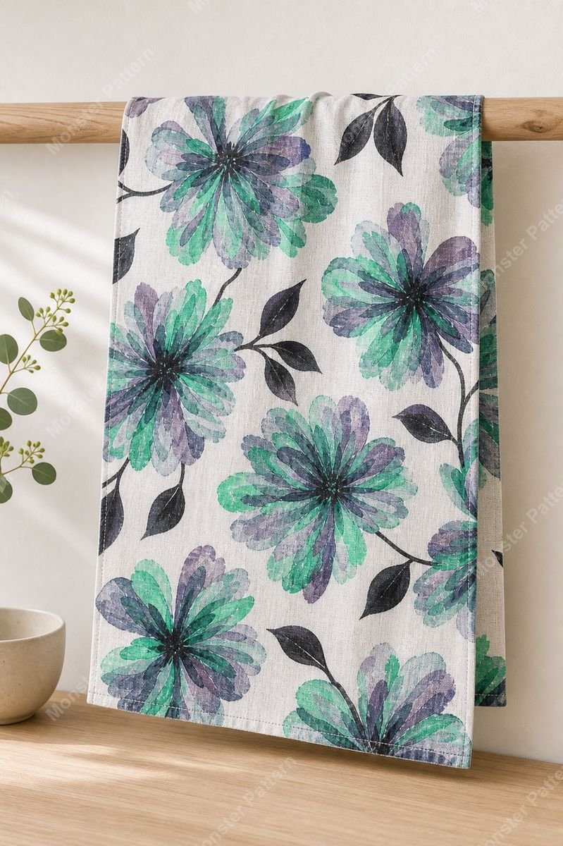 Green Floral Watercolor Pattern mockup 6